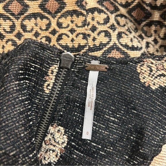 Free People Black and Tan Tapestry Sleeveless Fit and Flare Mini Dress, Size 0 - Picture 7 of 8